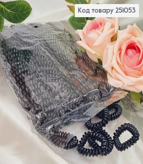 Резинка пружинка 3,5см, чорна глянцева. 251053 фото