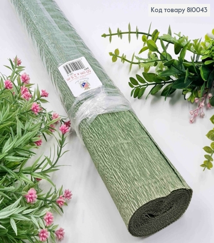 Креп-бумага гофрированная, ЗЕЛЕНАЯ (цвет 565), ширина 50см, длина 2,5м, ITALY 810043 фото 1