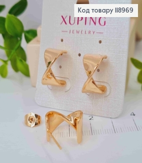 Серьги гвоздики "Песочные Часы", длина 1,5см, Xuping 18K 118969 фото