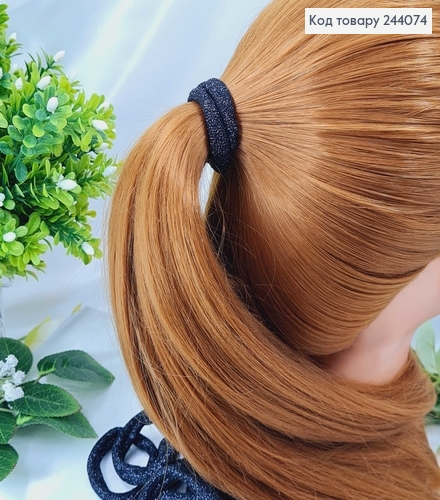 Резинка простая темно-синяя люрекс 10 шт/уп. 244074 фото 2