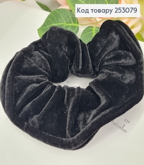 Резинка велюрова об'ємна, чорна 253079 фото