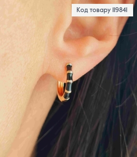 Серьги кольца с черной эмалью, диаметр 1,2см, XUPING 18K 119841 фото