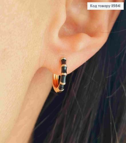 Серьги кольца с черной эмалью, диаметр 1,2см, XUPING 18K 119841 фото 1