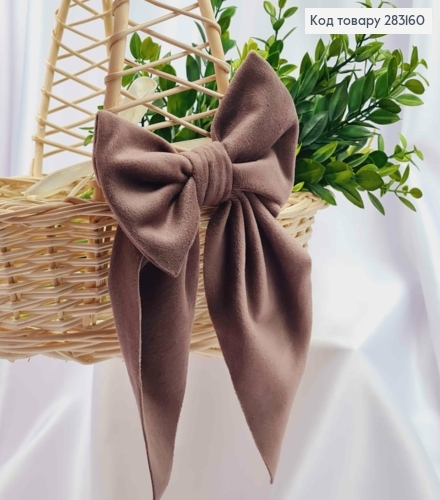 Повязка для корзины велюровый Бантик цвета Капучино на завязках, 14*8см, ручная работа, Украина 283160 фото 1