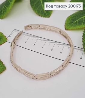 Браслет родований, Пластинками з камінцями, шир. 4мм, довж. 17+2см, Xuping  200173 фото