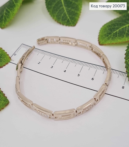 Браслет родованный, Пластинками с камнями, шир. 4мм, дл. 17+2см, Xuping 200173 фото 1