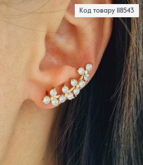 Сережки гачки, "Цвіт Сакури" з Блискучими камінцями, довж. 2,5см, Xuping 18К 118543 фото