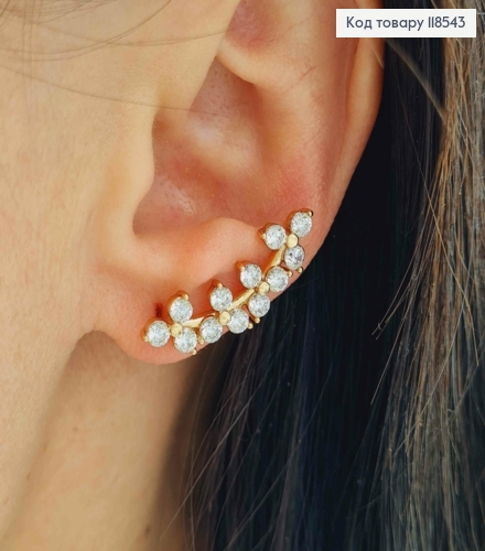 Серьги крючки, "Цвет Сакуры" с Блестящими камешками, дл. 2,5см, Xuping 18К 118543 фото 1