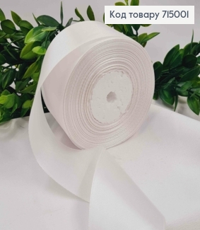 Лента атласная БЕЛАЯ (цвет 001), ширина 5см, длина 36 ярдов (33м) 715001 фото