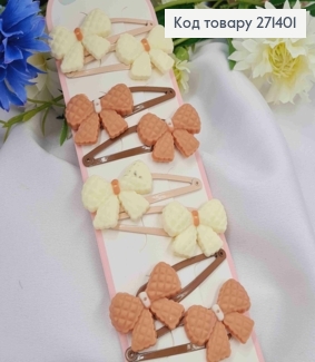 Набір  дитячих заколок (20шт) БАНТИКИ, розмір 3,5*2,5см, заколка тік-так 5см, ПАСТЕЛЬНИХ кольорів 271401 фото