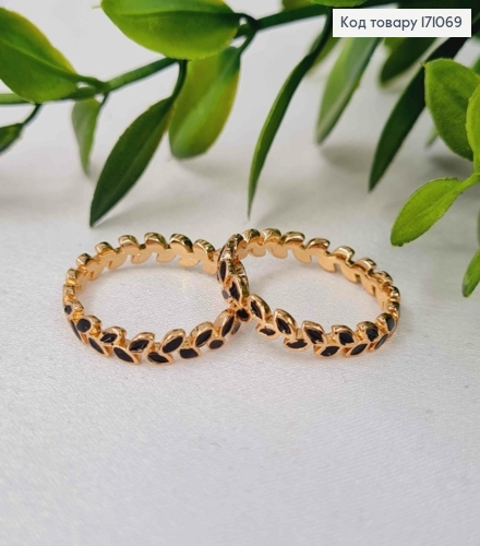 Кольцо имитация веточки с черной эмалью, Xuping 18К. 171069 фото 1