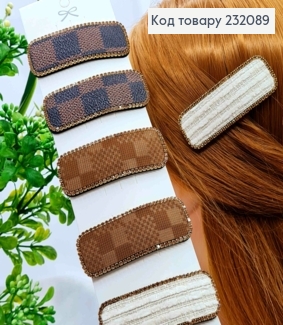 Заколка Тик-Так, Прямоугольная в ассортименте украшена стразами, Пастельные цвета в ассорт, 8см. 232089 фото