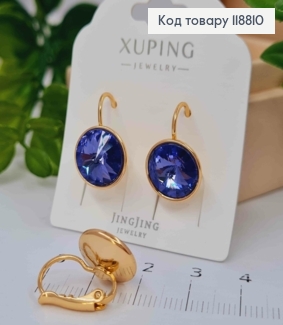 Сережки з Круглим випуклим Фіолетовим каменем Сваровскі (1,2см), довж. 1,8 Xuping 18К 118810 фото
