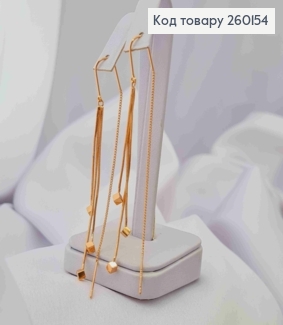 Серьги гвоздики-протяжки, медного цвета, Кубики на цепочках, 7см, сталь XianGuang 260154 фото