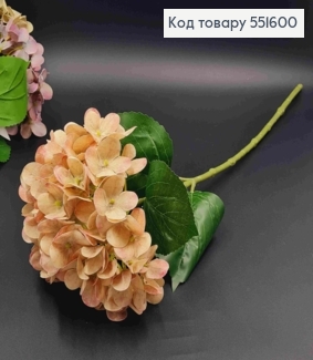 Штучна квітка Гортензії, ПУДРОВОГО кольору, висота 67см, на металевому стержні 551600 фото