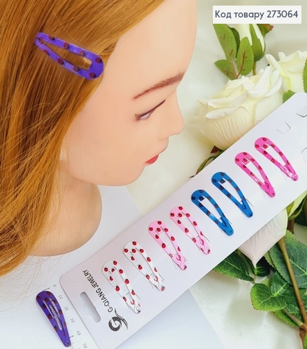 Заколка тик так детский цветной  в асс. 12 шт / уп. 273064 фото 1