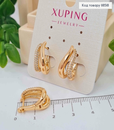 Серьги "Огоньки" с Блестящими камешками, 1,7см, английская застежка, Xuping 18К 118518 фото 2