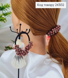 Резинкка 5,5см, прошита бусинами бронзового кольору, з блискучими ниточками 243132 фото