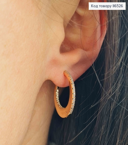 Серьги кольца 2см, "Луна" с камешками, Xuping 18K 116526 фото 2