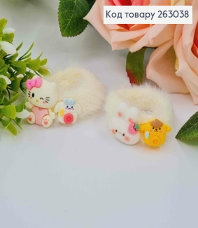 Резинка детская, Пушок, молочного цвета с Ушами и зверушками 263038 фото