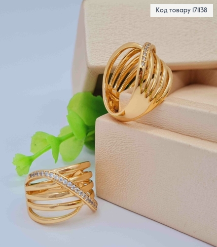 Кольцо "Величие" с Блестящими камешками в один ряд, Xuping 18К 171138 фото 1