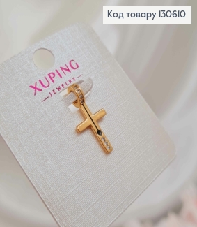 Крестик со стрелочкой и камешками, размер с колечком 2*1см Xuping 18K 130610 фото