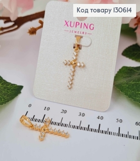 Крестик в каминках с сердечком, 2,5*1,2см, Xuping 18K 130614 фото