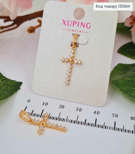 Крестик в каминках с сердечком, 2,5*1,2см, Xuping 18K 130614 фото 1