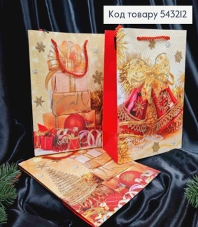Пакет бумажный с рисунком "Новогодняя композиция", 24*18*10см, в ассортименте 543212 фото