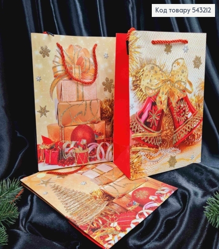 Пакет бумажный с рисунком "Новогодняя композиция", 24*18*10см, в ассортименте 543212 фото 1