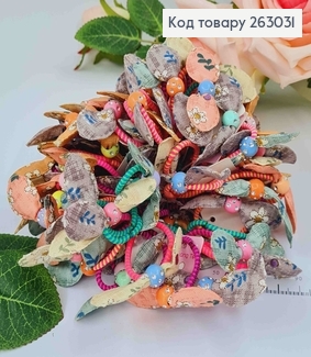 Резинка детская 100шт, Пастельные тона, Солоха с бусинкой в камнях 263031 фото