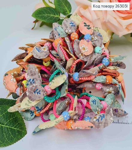 Резинка детская 100шт, Пастельные тона, Солоха с бусинкой в камнях 263031 фото 1