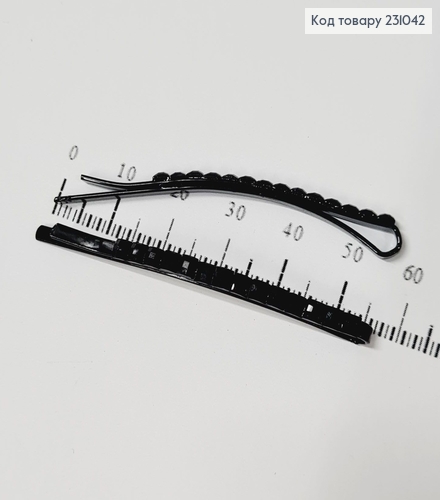 Заколка невидимка металл черная с черными камнями в 6 см 2 шт / уп цена за уп. 231042 фото 2