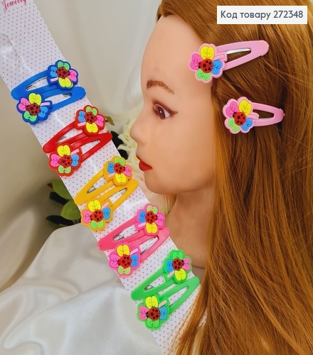 Заколка детская Тик-так  Цветочек(12шт)в асор. 272348 фото 1