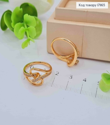 Кольцо "Узелок" украшено Блестящими камнями, Xuping 18К 171165 фото 1