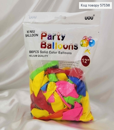 Воздушные шары латексные, ЦВЕТНЫЕ, 12'' UOU, 100шт/уп 575318 фото 1