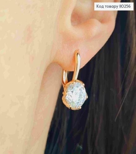 Сережки з Блискучим каменем, 1,9см, англійська застібка, Xuping 18K 110256 фото 2
