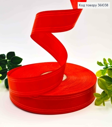 Лента полипропиленовая, КРАСНАЯ, с кантом, шир. 2см, дл. 100ярд. 361038 фото 1