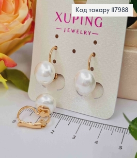 Серьги с жемчужиной, 1,5см, французская застежка, Xuping 18K 117988 фото