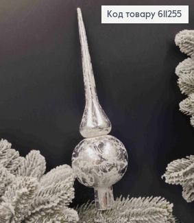 Верхівка  СРІБЛО +сніг , висота 25см, Новорічні прикраси, пластик, Україна 611255 фото