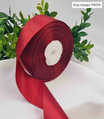 Лента атласная БАРДОВА (цвет 152), ширина 4см, длина 36 ярдов (33м) 714034 фото 1