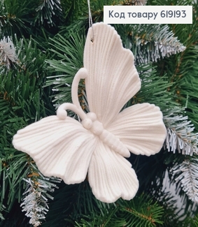 Новорічна фігура Бархат Метелик БІЛИЙ, 11*10см, Україна 619193 фото