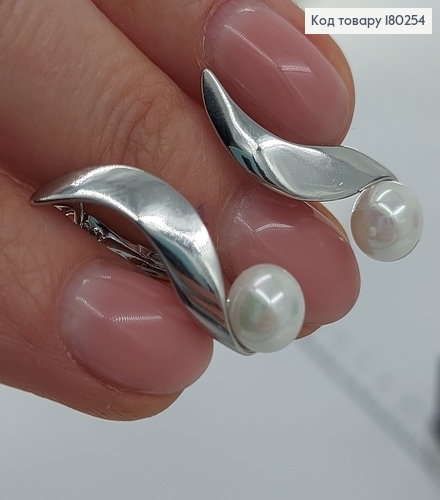 Серьги изысканые с жемчужыной родированые медзолото Xuping 180254 фото 2