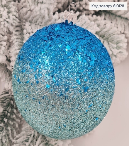 Игрушка шар 100 мм Омбре луска МЯТНО-ГОЛУБАЯ, Україна 610128 фото 1