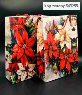 Пакет паперовий з принтом "Ягідки та Листя", 32*26*10см, в асортименті 543255 фото