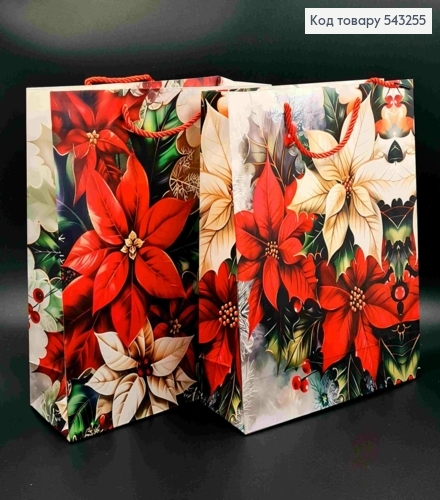 Пакет паперовий з принтом "Ягідки та Листя", 32*26*10см, в асортименті 543255 фото 1