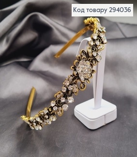 Діадема метал під золото  з ПРОЗОРИМИ   камінцями 294036 фото