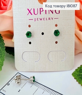 Серьги, гвоздики, с Зеленым камнем 4мм, Xuping 181087 фото