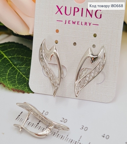 Сережки родированые Огонек (англ.застежка), 3*1,2см, Xuping 180668 фото 1