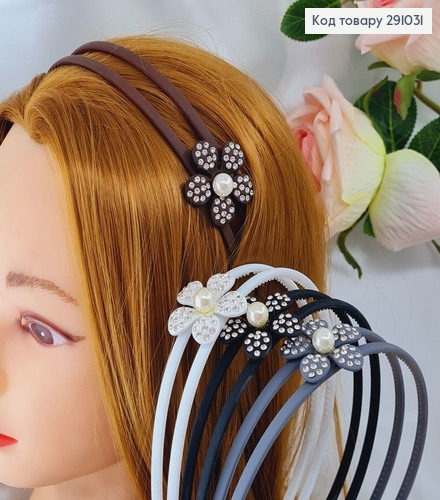 Обруч каучук двойной с цветочком в асс. 291031 фото 1